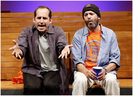 Peter Jacobson and Geoffrey Cantor in a scene from Warren Leight's "Sec. 310, Row D, Seats 5 and 6" (Photo credit: Carol Rosegg)