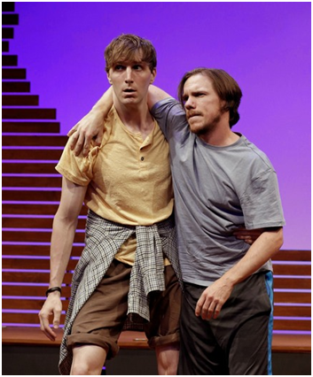 Alex Breaux and Shane Patrick Kearns in a scene from Roger Hedden's "The Sky and The Limit" (Photo credit: Carol Rosegg)