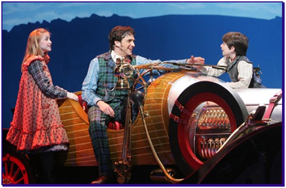Ellen Marlowe, Raul Esparza, Henry Hodges and Chitty the Car