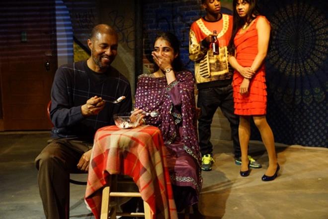 Dion Graham, Mahira Kakkar, Maurice Williams and Dbargo Sanyal in a scene from "When January Feels Like Summer"<em> </em>(Photo credit: Gerry Goodstein)