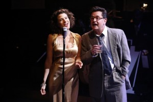 Cyrille Aimée and Evan Pappas in a scene from “Cafe Society Swing” (Photo credit: Carol Rosegg)