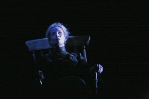 Lisa Dwan in a scene from Beckett’s “Rockaby” (Photo credit: John Haynes)