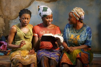 Pascale Armand, Lupita Nyong’o and Saycon Sengbloh in a scene from “Ecilpsed” (Photo credit: Joan Marcus)