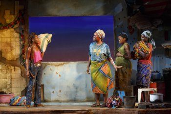 Zainab Jah, Saycon Sengbloh, Pascale Armand and Lupita Nyong’o in a scene from “Ecilpsed” (Photo credit: Joan Marcus)