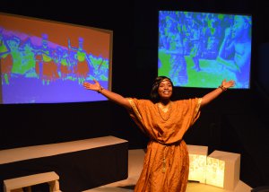 Jennifer Owusu as Saliya in a scene from “The Imaginative Space of the African Horizon” (Photo credit: Rick Pulos)