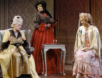 Dana Ivey, Frances Barber and Helen Cespedes in a scene from “The School for Scandal” (Photo credit: Carol Rosegg)