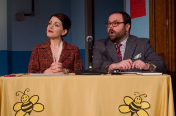 Lindsie VanWinkle and Matt Welsh in a scene from “The 25th Annual Putnam County Spelling Bee” (Photo credit: Michael Dekker)