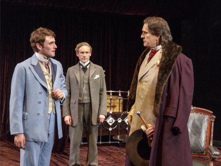 Charlie Rowe, Cal MacAninch and Rupert Everett in a scene from “The Judas Kiss” (Photo credit: Richard Termine)