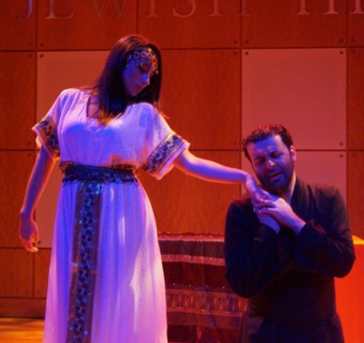 Elena Barone and David Serero in a scene from the American Sephardi Federation’s production of “Othello”