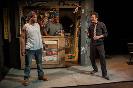 Clinton Lowe, Nathan Hinton, and Flaco Navaja in a scene from “The Block” (Photo credit: P. Kevin O’Leary)