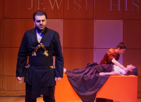 David Serero, Amanda Vilanova and Elena Barono in a scene from the American Sephardi Federation’s production of “Othello”