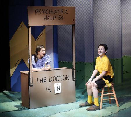 Mavis Simpson-Ernst as Lucy and Joshua Colley as Charlie Brown in a scene from York Theatre Company’s revival of “You’re a Good Man, Charlie Brown” (Photo credit: Carol Rosegg)