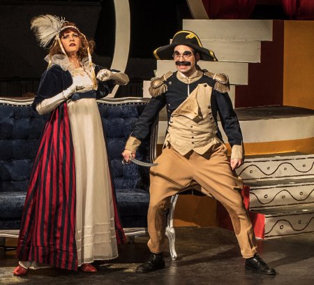 Melody Jane as Beauty and Noah Diamond as Groucho Marx in a scene from “I’ll Say She Is” (Photo credit: Stefan Timphus)