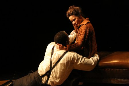 John Douglas Thompson as The Captain and Maggie Lacey as Laura in a scene from Strindberg’s “The Father” (Photo credit: Gerry Goodstein)