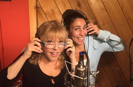 Rita McKenzie and Kim Marasca recording “Ruthless! The Musical” (Photo credit: Scott Stander)