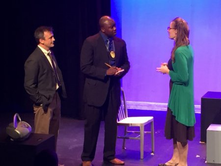 John Isgro, Jamil A. C. Mangan and Elizabeth Alice Murray in a scene from “To Protect the Poets”