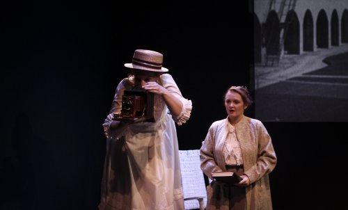 Jennifer Thalman Kepler as Alice Austen and Laura Ellis as Gertrude Tate in a scene from “Alice in Black and White” (Photo credit: Holly Stone)