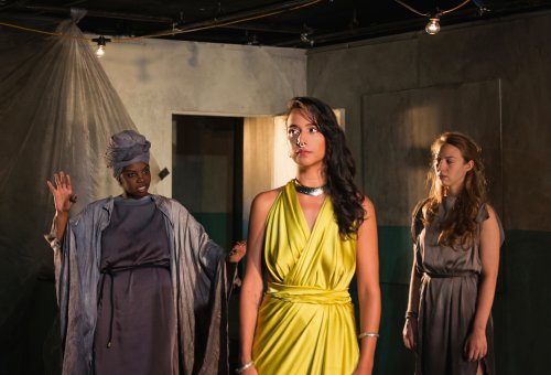 DeAnna Supplee, Rebeca Rad and Clea DeCrane in a scene from “The Trojan Women” (Photo credit: Allison Stock)