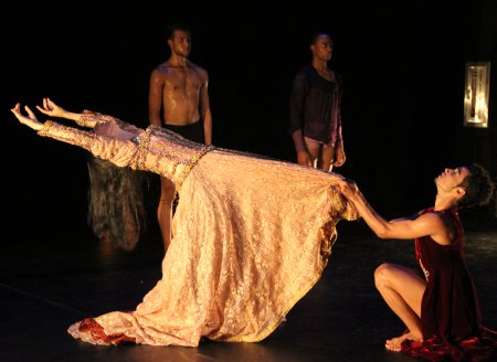 Alessandra Corona and Alexandre Barranco (foreground) with Nicholas Montero and Michael Bishop (background) in  a scene from Ramon Oller’s “Thorns in the Crown” (Photo credit: Heaven Jores)