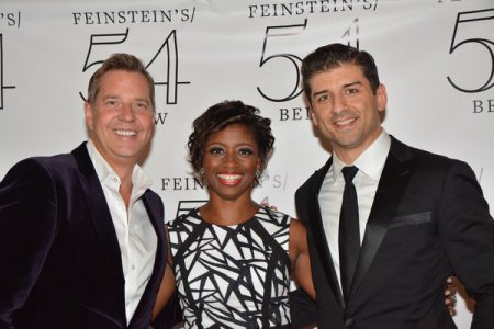 Music director Steven Reineke, and soloists Montego Glover and Tony Yazbeck after The New York Pops Underground at Feinstein’s/54 Below (September 19, 2016) (Photo credit: Genevieve Keddy)