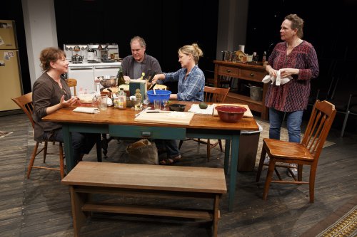 Amy Warren, Jay O. Sanders, Lynn Hawley and Maryann Plunkett in a scene from Richard Nelson’s “What Did You Expect?,” Play 2 of “The Gabriels: Election Year in the Life of One Family” (Photo credit: Joan Marcus)