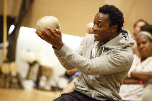 Chukwudi Iwuji in the title role of Mobile Unit’s “Hamlet” now at the Public Theater (Photo credit: Joan Marcus)
