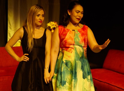 Darcy Wright and Emily Ota in a scene from “Bachelorette” (Photo credit: Giovanna Grueiro)