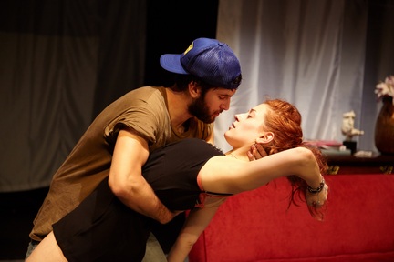 Scott Friend and Kelsey Moore in a scene from “Bachelorette” (Photo credit: Giovanna Grueiro)