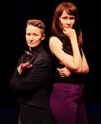 Drae Campbell and Emily Davis in a scene from “My Old Man (and Other Stories)” (Photo credit: Peter Yesley)