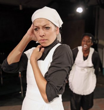 Laura Butler Rivera and Folani Williams in a scene from José Rivera’s “The Maids” (Photo credit: Carol Rosegg)