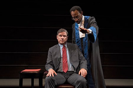 Tony Carlin and Michael Rogers in a scene from “The Trial of an American President” (Photos credit: Ken Nahoum)