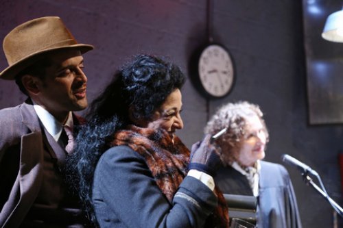 Antonio Edwards Suarez, Elise Stone and Ellen Mandel in a scene from “The Resistible Rise of Arturo Ui” (Photo credit: Gerry Goodstein)