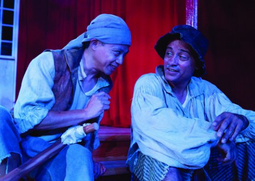 Dinh James Doan and Jose Sanchez in a scene from Henri Brochet’s “St. Felix and His Potatoes,” included as part of “Divine Comedy” (Photo credit: Michael Abrams Photography)