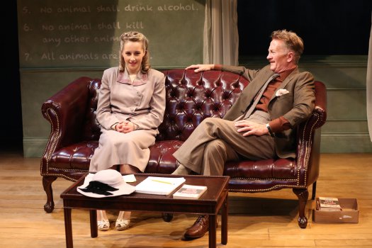 Jeanna de Waal and Jamie Horton in a scene from “Orwell in America” (Photo credit: Carol Rosegg)