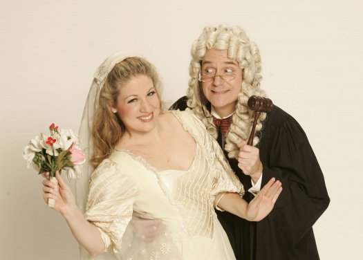 Laurelyn Watson Chase and Stephen Quint in a scene from Gilbert & Sullivan’s “Trial by Jury” (Photo credit: Carol Rosegg)