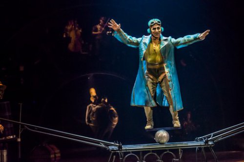 Colombian James Eulises Gonzalez Correa’s Rolla Bolla act in Cirque du Soleil’s “Kurios: Cabinet of Curiosities” (Photo credit: Martin Girard/shoot studio.ca; costumes: Philippe Guillotel)