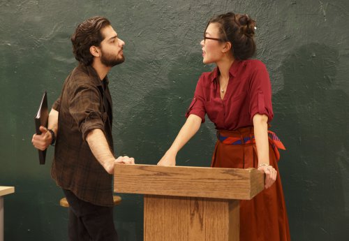 Chris Tabet and Rachel Lin in “Ajax,” part of the Flea Theater’s production of A.R. Gurney’s “Two Class Acts” (Photo credit: Joan Marcus)