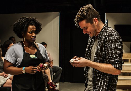 Stacey Sargeant and Michael Urie in in a scene from “Homos, Or Everyone in America” (Photo credit: Monique Carboni)