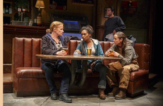 Johanna Day, Michelle Wilson and Miriam Shor in a scene from Lynn Nottage’s “Sweat” (Photo credit: Joan Marcus)