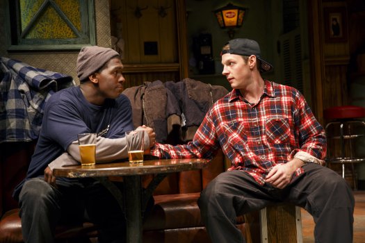 Khris Davis and Will Pullen in a scene from Lynn Nottage’s “Sweat” (Photo credit: Joan Marcus)