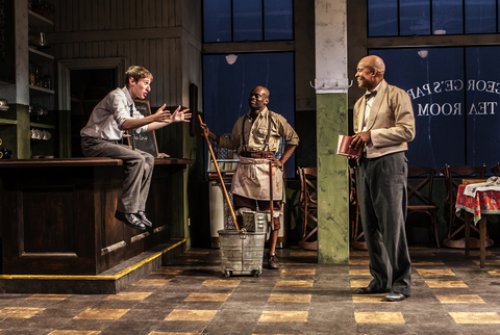 Noah Robbins, Sahr Ngaujah and Leon Addison Brown, in a scene from “Master Harold … and the boys” (Photo credit: Monique Carboni)