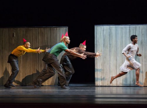 A scene from Alvin Ailey American Dance Theater’s production of Johan Inger’s  "Walking Mad” (Photo credit: Paul Kolnik)