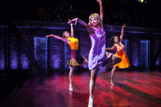 Emily Padgett, Sutton Foster and Asmeret Ghebremichael in The New Group’s “Sweet Charity” (Photo credit: Monique Carboni)