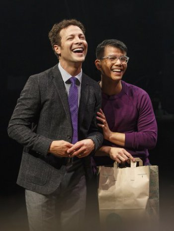 Justin Guarini and Telly Leung in a scene from of “In Transit” (Photo credit: Joan Marcus)