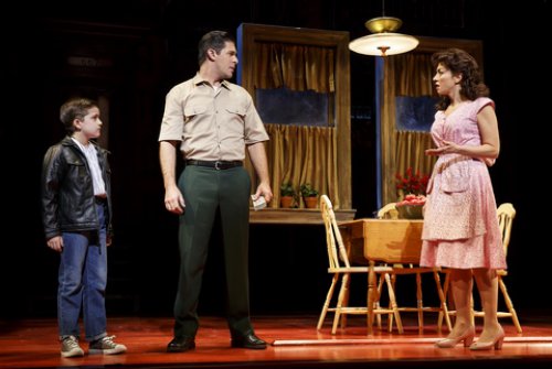 Hudson Loverro, Robert H. Blake and Lucia Giannetta in a scene from “A Bronx Tale” (Photo credit: Joan Marcus)