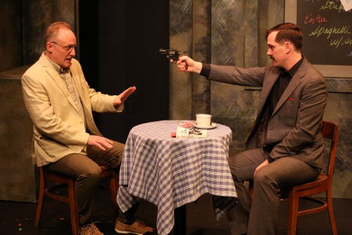 Eric Dean White and Justin Ivan Brown in a scene from Adam Seidel”s “American Outlaws” (Photo credit: Carol Rosegg)