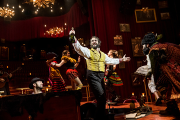 Josh Groban and cast in a scene from “Natasha, Pierre & The Great Comet of 1812” (Photo credit: Chad Batka)