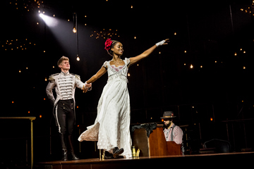 Lucas Steele and Denée Benton in a scene from “Natasha, Pierre & The Great Comet of 1812” (Photo credit: Chad Batka)