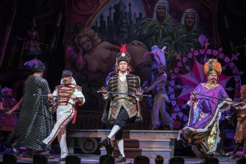 Chip Zien, Gregg Edelman and Brooks Ashmanskas in a scene from the New York City Opera’s revival of “Candide” (Photo credit: Sarah Shatz)