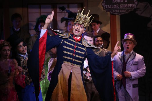 Chris White as  the Emperor of Japan in a scene from New York Gilbert & Sullivan Players’ new production of “The Mikado” (Photo credit: Carol Rosegg)